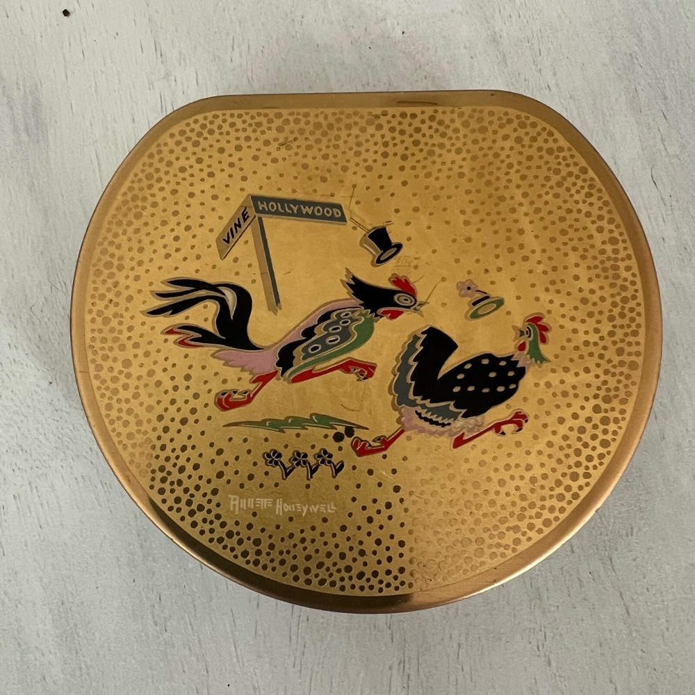 Vintage Gold Compact with Rooster Design